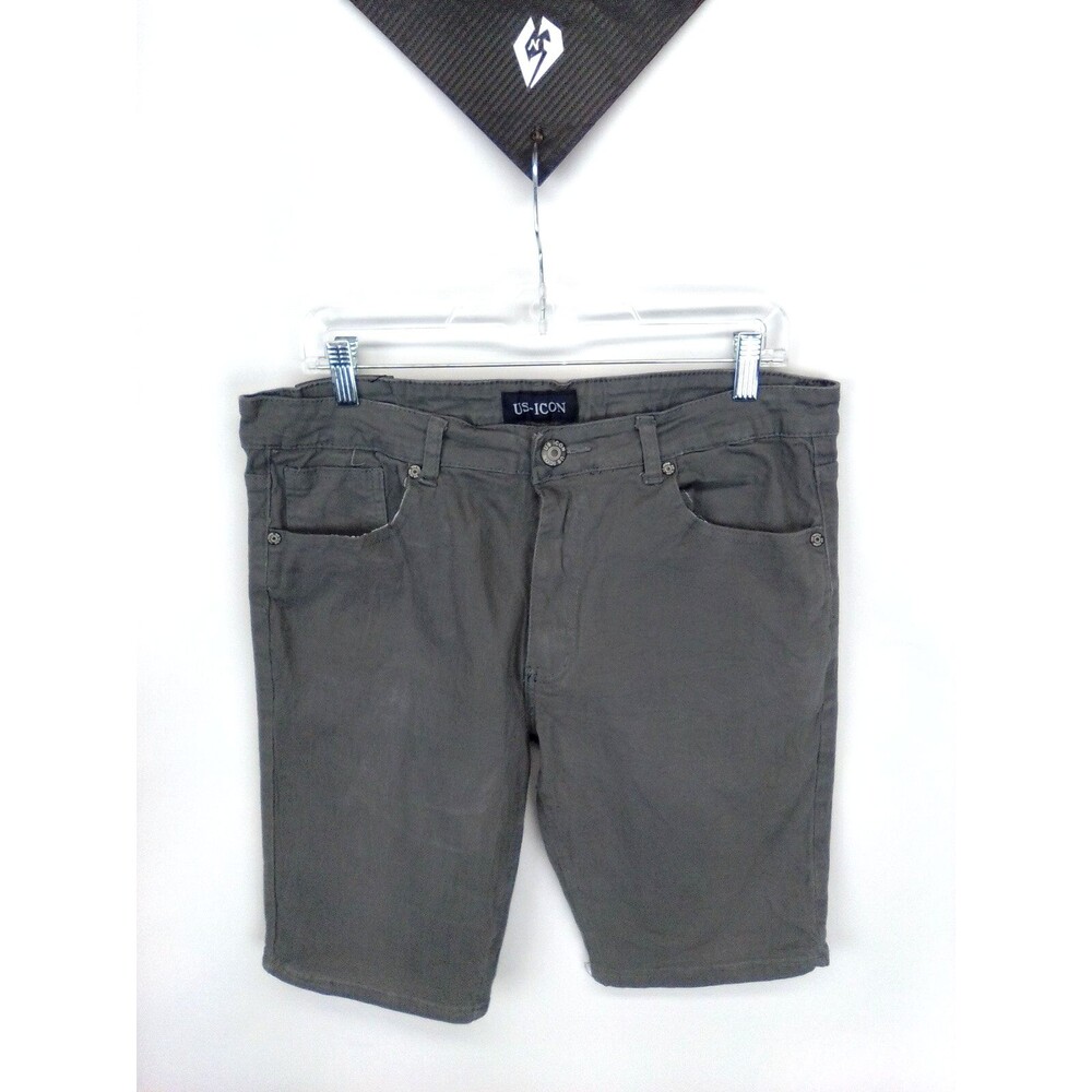 US-Icon Gray Men's Slim Fit 5 pockets Light Weight Jean Shorts Size 38